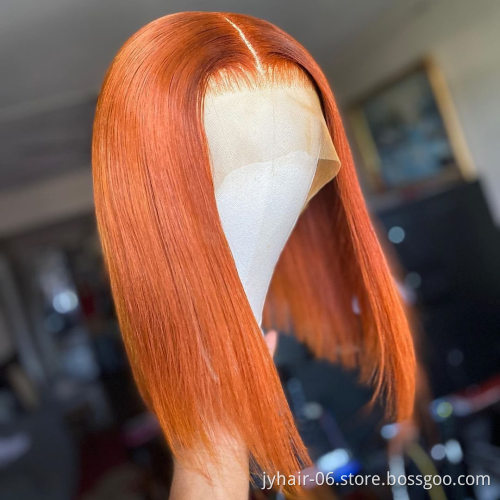 Hot Selling Orange Colored Human Hair Wigs, Hd  Lace Front Wig, Red Pink Purple Wigs Lace Front Human Hair For Black  Women